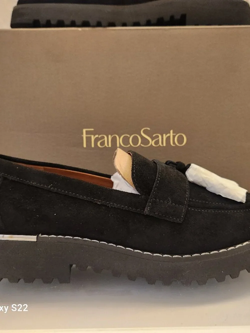 Franco Sarto Carolynn Black Suede Tassel Loafers. NIB. Size 6